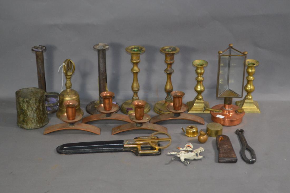 FLAT OF METAL AND BRASS DECORATIVE ITEMS. 10" AND (1 of 1)