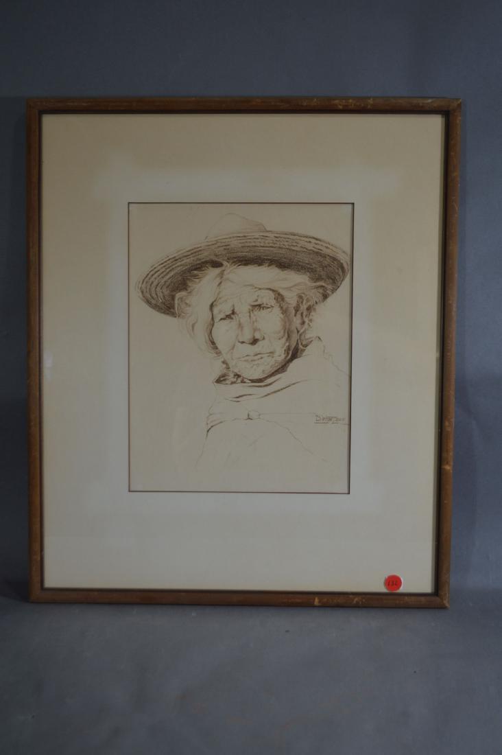 1939 PENCIL SKETCH PORTRAIT OF MEXICAN WOMAN BY (1 of 5)