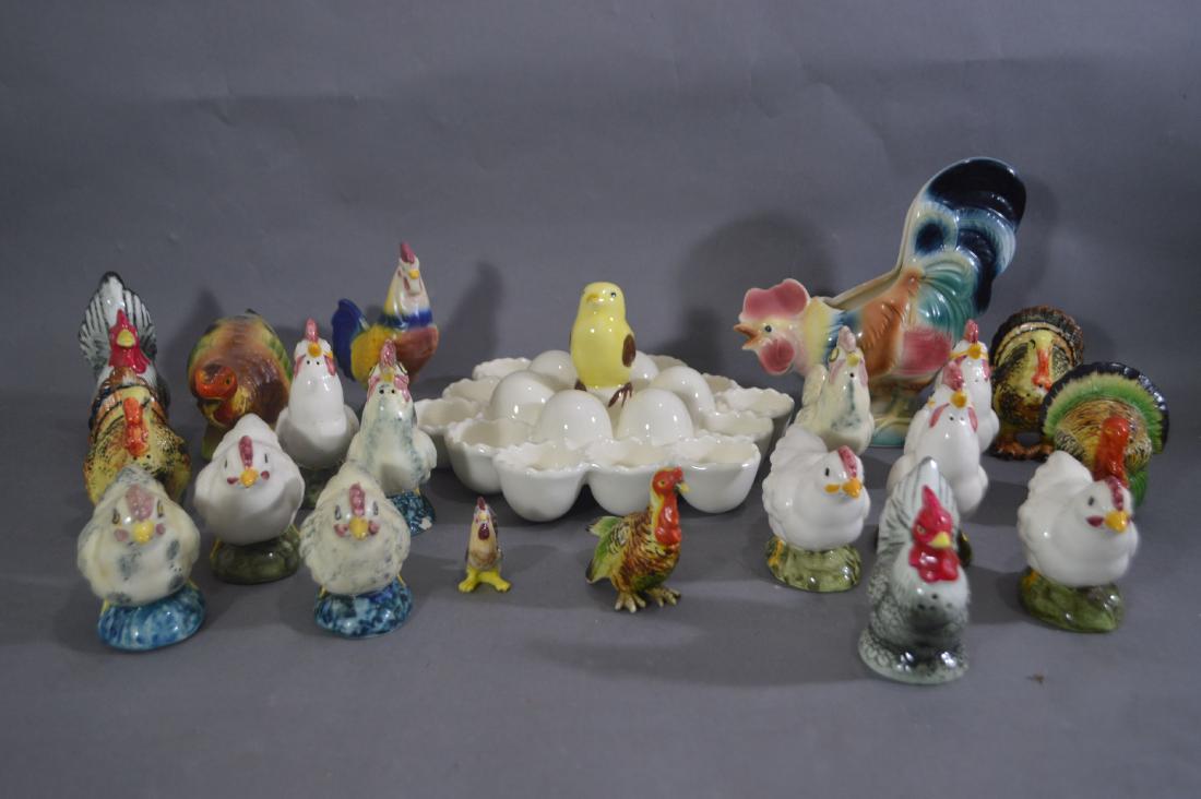 STANGL AND ROYAL COPLEY CHICKENS AND EGG HOLDER. 8" AND (1 of 6)
