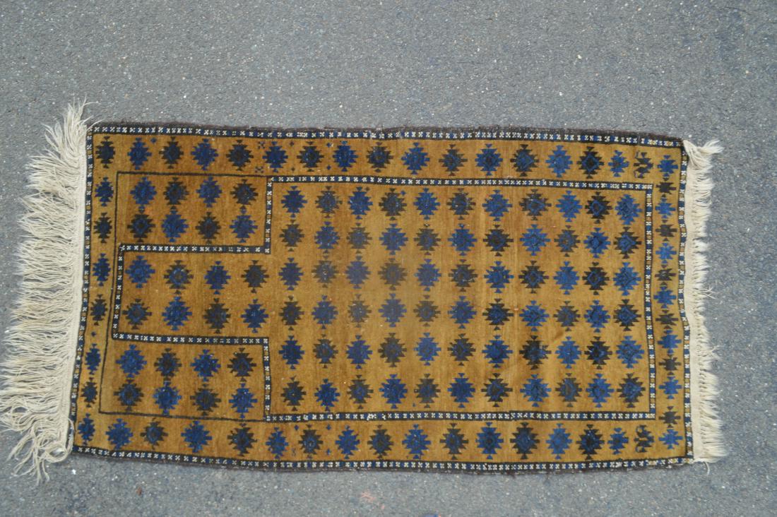 ANTIQUE PERSIAN PRAYER RUG 64" X 34": ANTIQUE PERSIAN PRAYER RUG 64" X 34"
