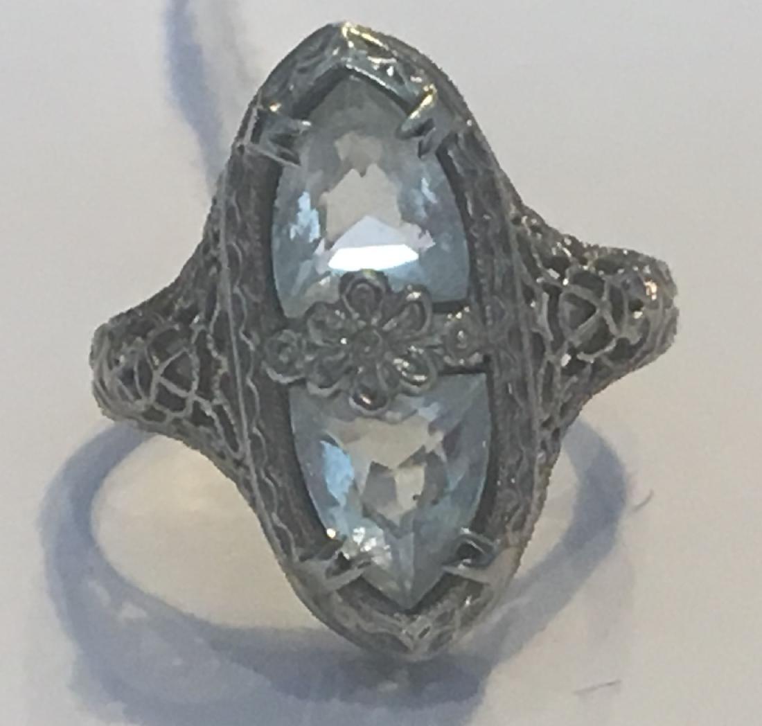 18K WHITE GOLD FILIGREE RING WITH 2 1.15 KARAT HEART (1 of 4)