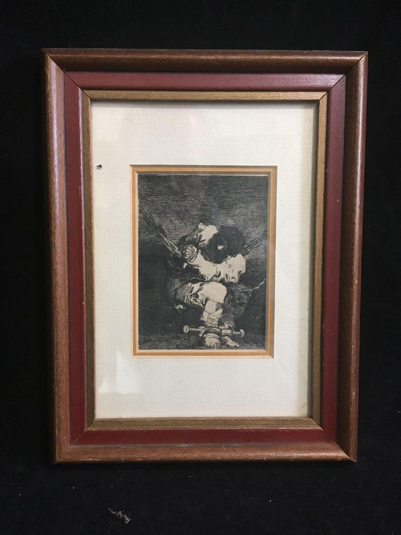 FRANCISCO GOYA ETCHING "THE PRISONER" IN ANTIQUE WALNUT (1 of 5)