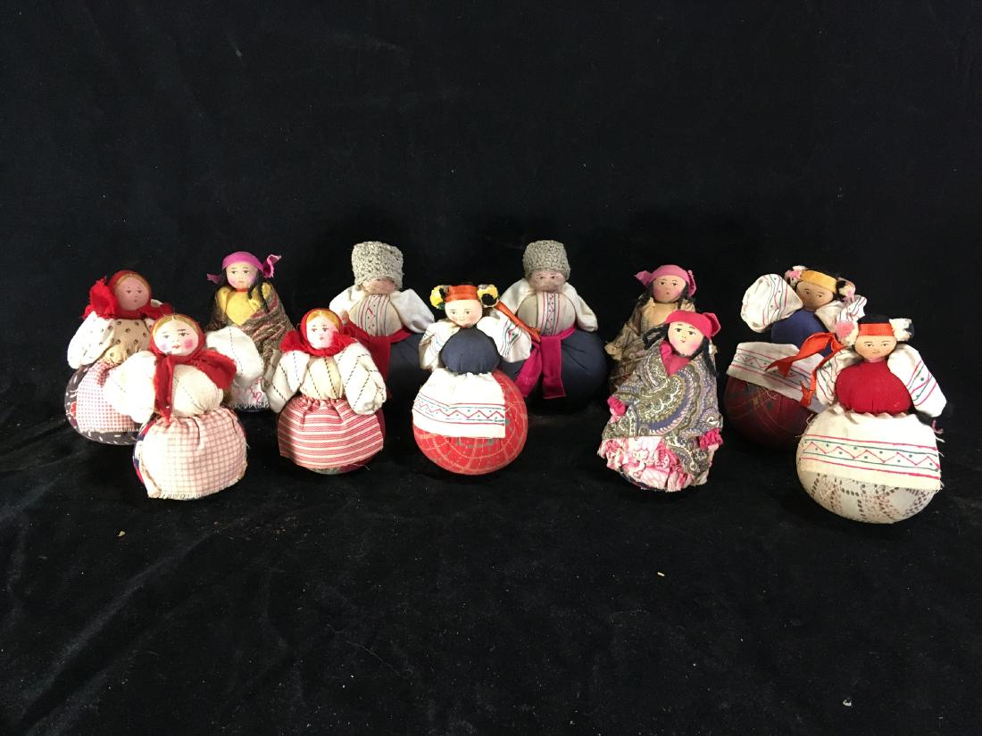 11 FABRIC RUSSIAN DOLLS "MADE IN USSR" 6" AND SMALLER (1 of 5)