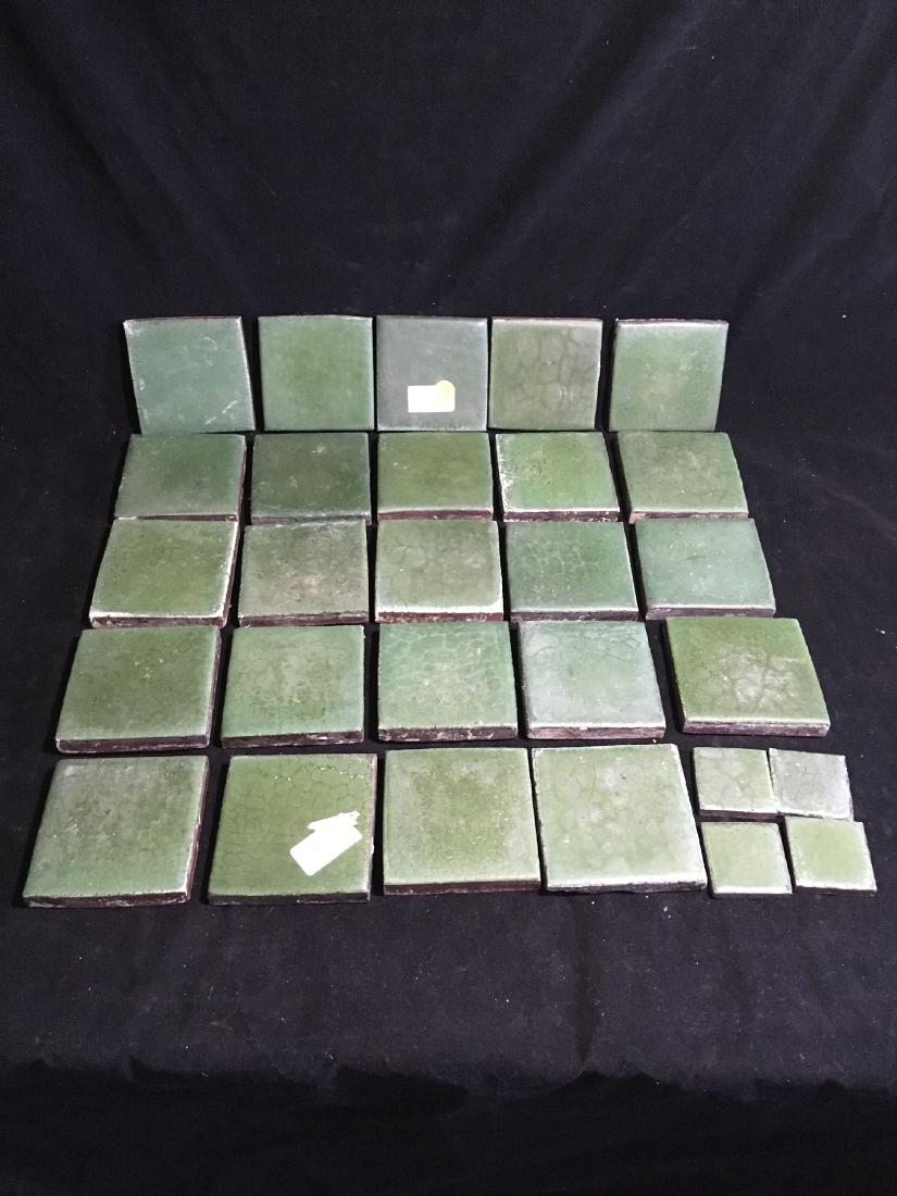 LOT OF 28 MATTE GREEN  GREUBY TILES  4.25" SQUARES (1 of 5)