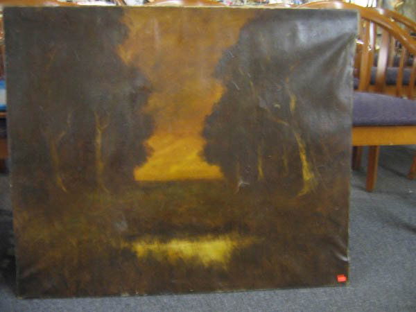 LARGE O/C PAINTING SIGNED W. KEITH: LARGE O/C PAINTING SIGNED W. KEITH. Believed to be william keith. signature matches examples found. Heavy varnish, small tear, needs to be restretched.See additional photos...