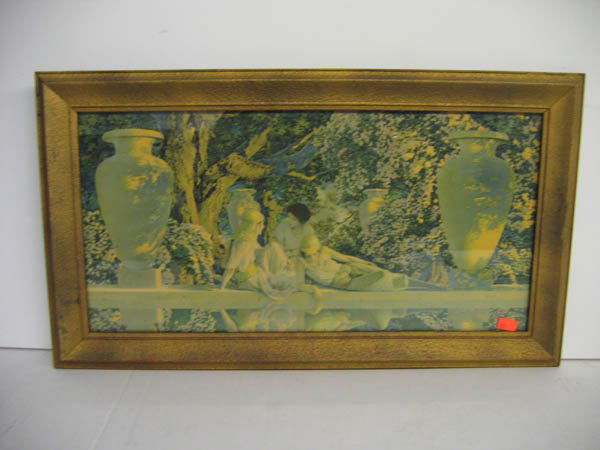 MAXFIELD PARRISH PRINT: MAXFIELD PARRISH PRINT 21" X 12" EXCELLENT CONDITION (3 girls)