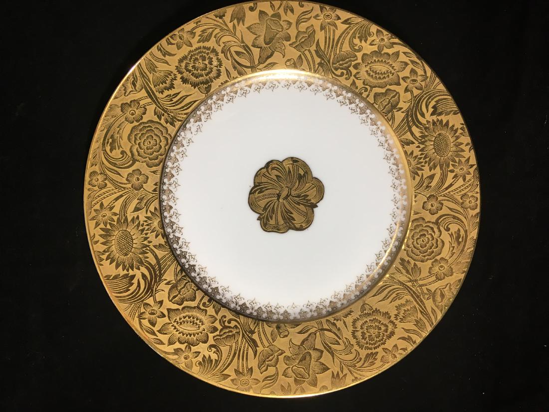 12 OVINGTON BROS LIMOGES 9 3/4" DINNER PLATES WITH (1 of 3)