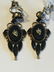 A STUNNING PAIR OF ANTIQUE 14K GOLD AND ONYX DROP