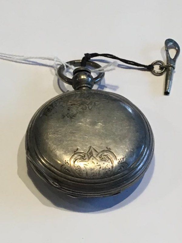 A COIN SILVER KEY WIND MENS POCKET WATCH. UNITED STATES (1 of 11)