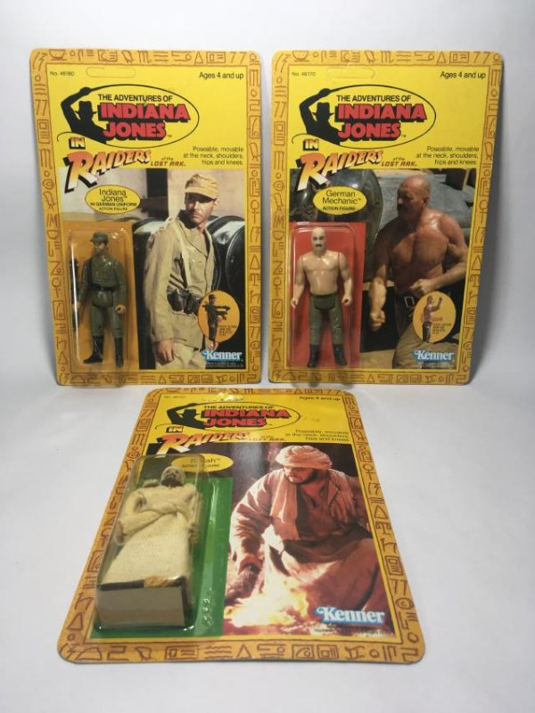 3 INDIANA JONES MIB ACTION FIGURES. GERMAN MECHANIC , (1 of 7)