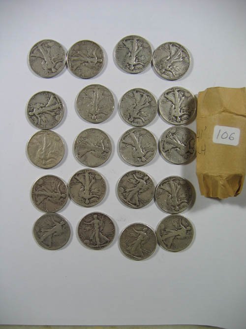 Roll of 1941 Standing Liberty half dollars