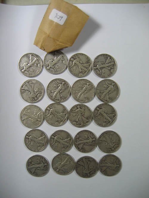 Roll of 1942 Walking Liberty half dollars