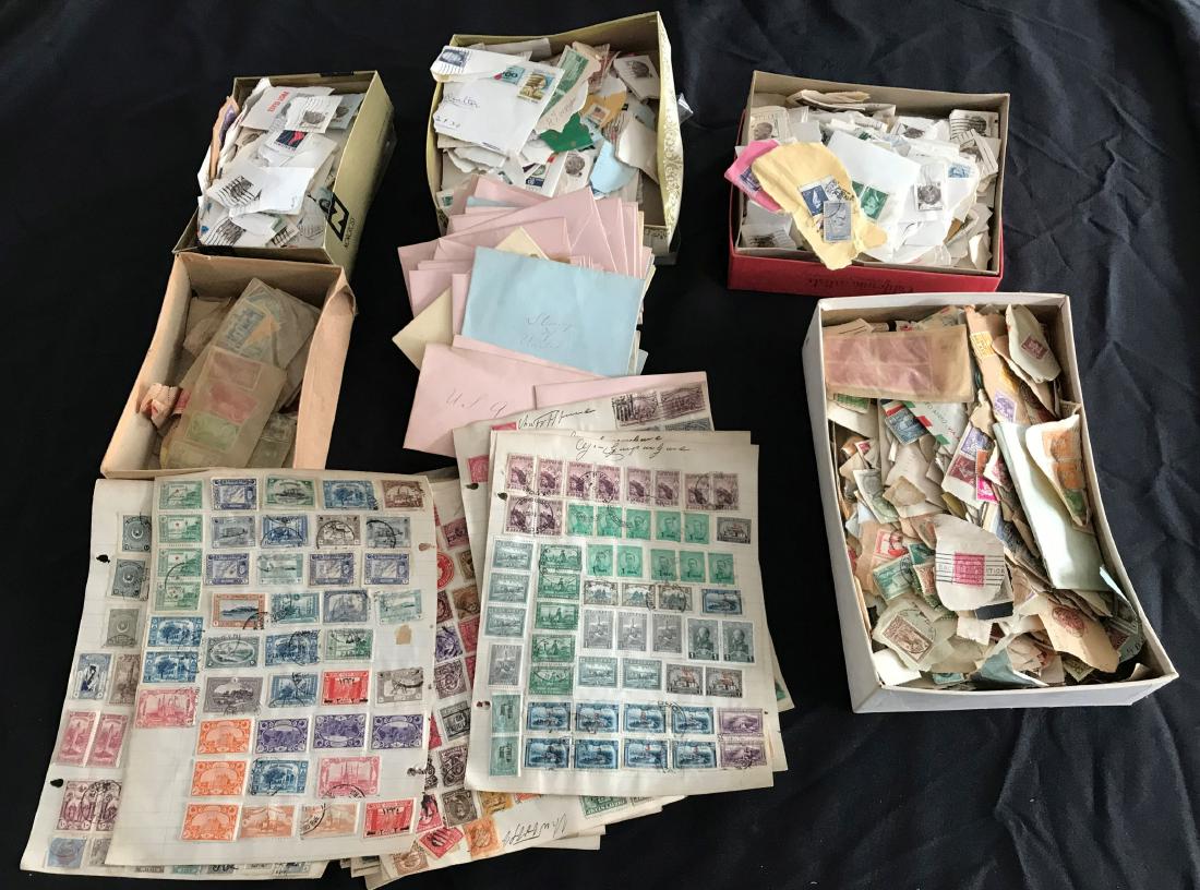 3 LARGE BOXES OF ANTIQUE STAMPS (1 of 5)