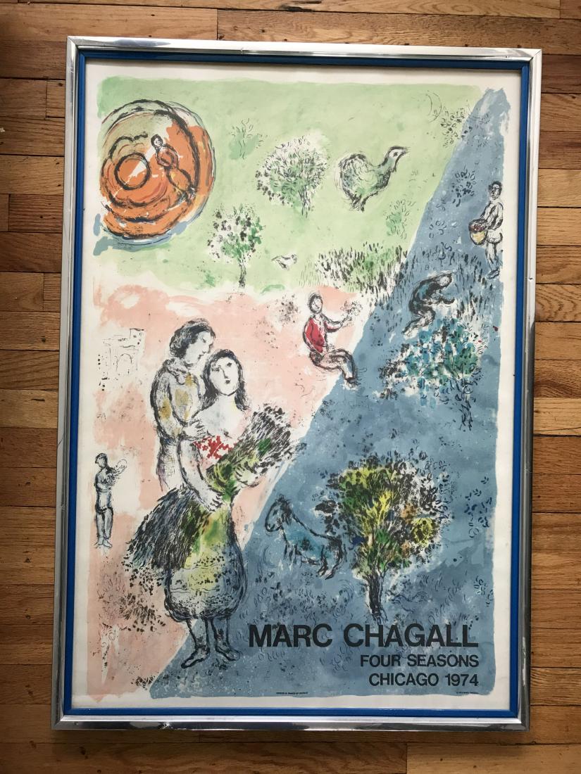 LARGE FRAMED MARC CHAGALL GALLERY POSTER. FOUR SEASONS (1 of 6)