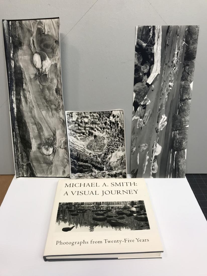 3 MICHAEL SMITH PHOTOGRAPHS WITH A SIGNED COPY OF  "A (1 of 9)