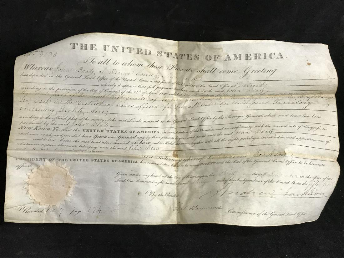 1931 DETROIT MICHIGAN 80 ACRE  LAND GRANT SIGNED BY (1 of 9)