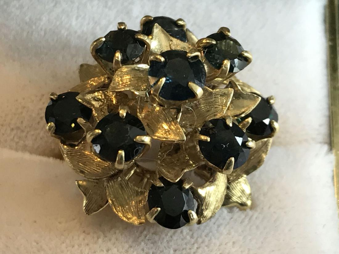 18K GOLD CLUSTER RING WITH SMOKY SAPHIRES 7.4 GRAMS (1 of 3)