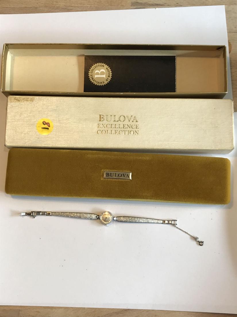 14K WHITE GOLD BULOVA LADIES WATCH IN ORIGINAL BOX: 14K WHITE GOLD BULOVA LADIES WATCH IN ORIGINAL BOX
