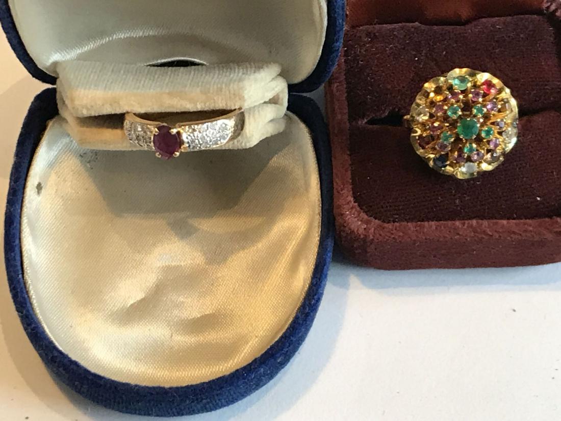 2 14K GOLD RINGS , 1 HAREM RING AND ONE RUBY AND (1 of 6)