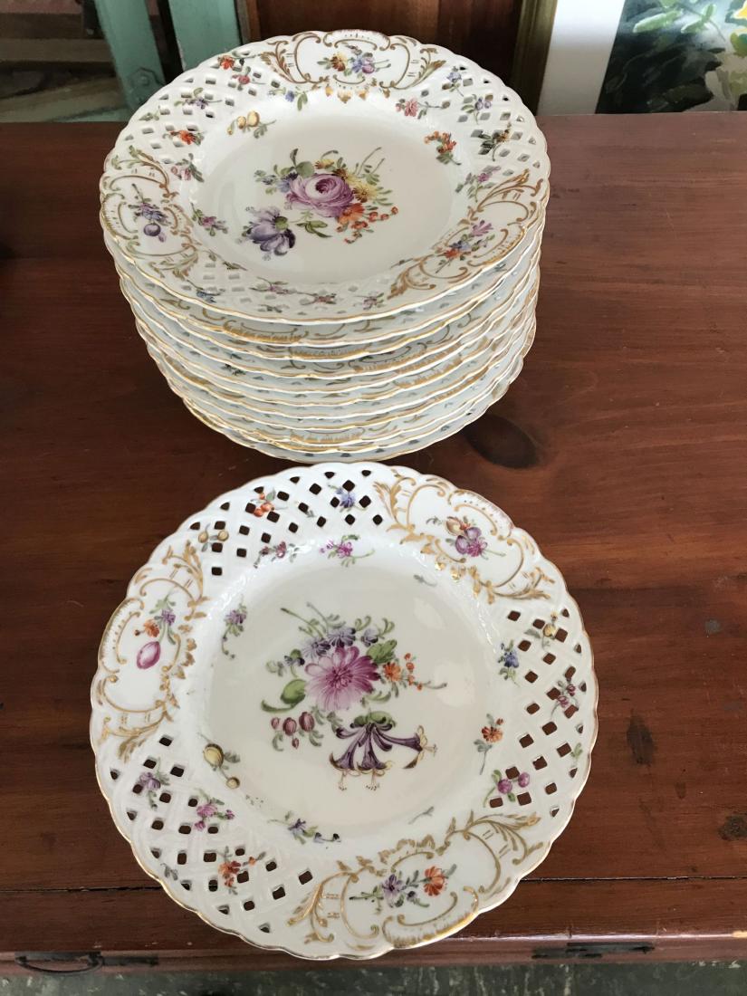 12 6.5" 18TH CENTURY RETICULATED MEISSEN LUNCHEON (1 of 3)