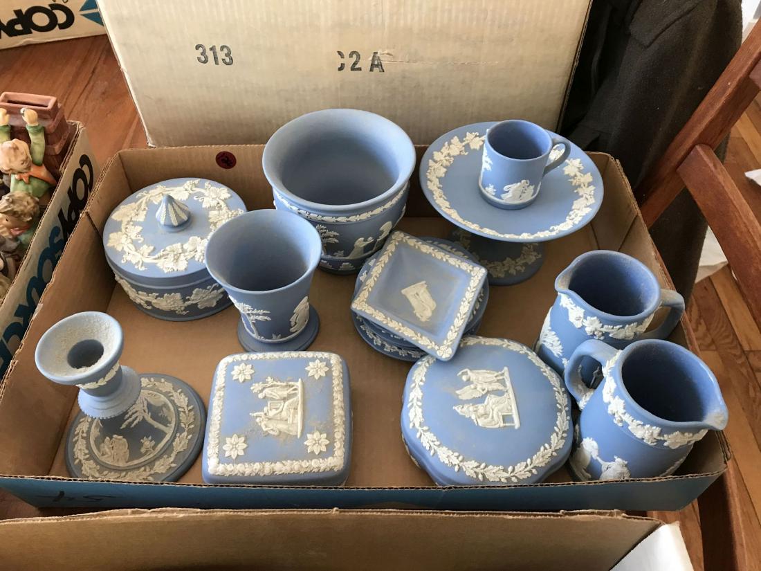 15 PIECES BLUE JASPERWARE WEDGEWOOD PORCELAIN 8" AND (1 of 3)
