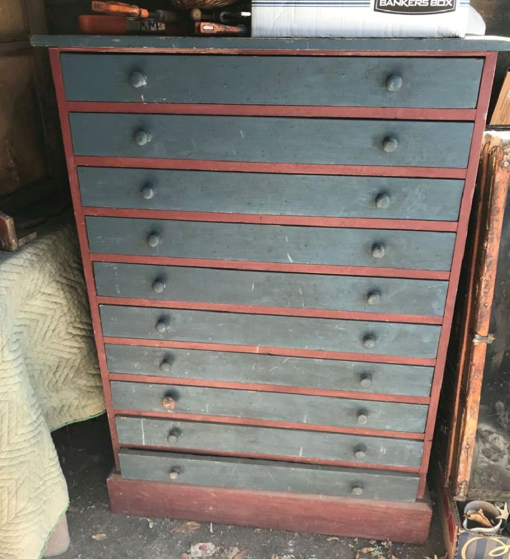 5'2" OAK FLAT FILE PAINTED GREY. 40" WIDE (1 of 2)