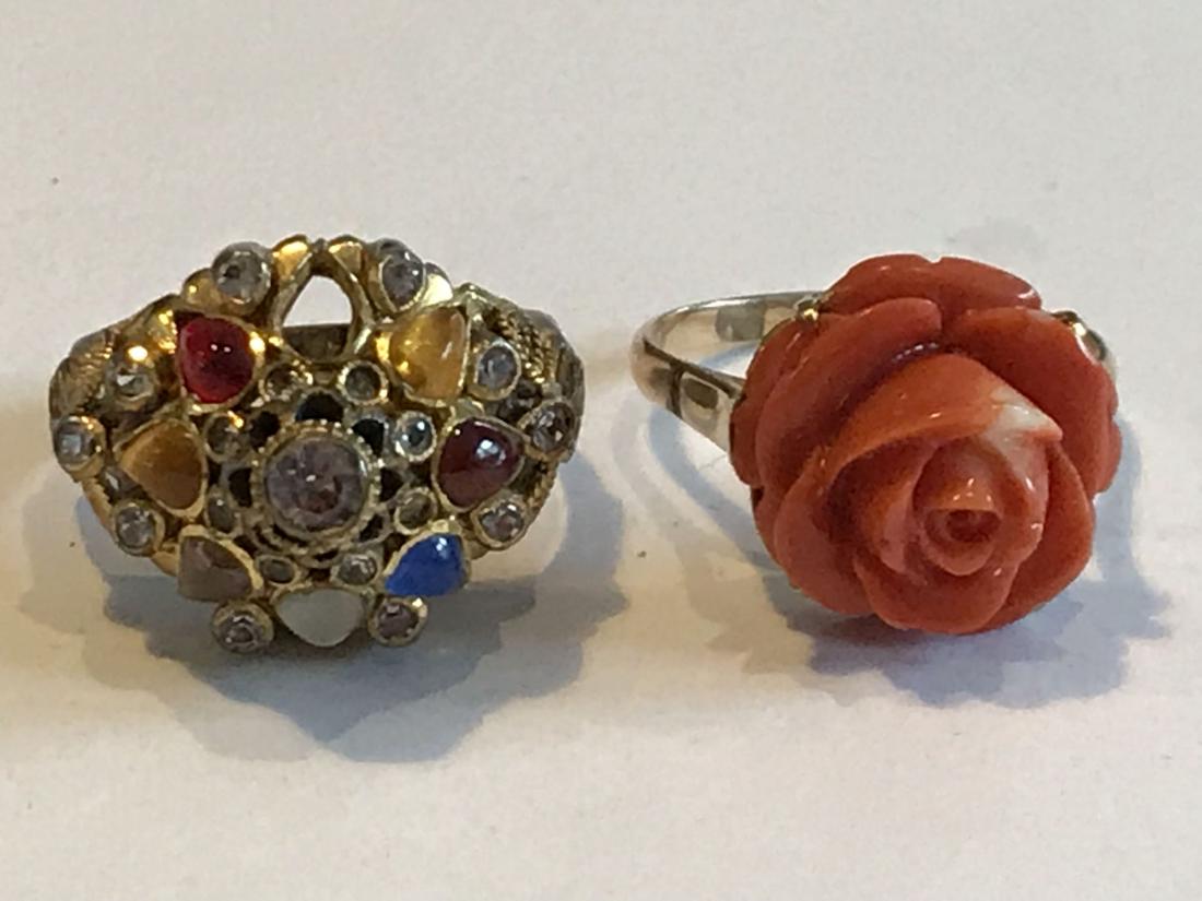 2 14K GOLD RINGS  1 HAREM AND 1 CORAL 9.34 GRAMS (1 of 5)