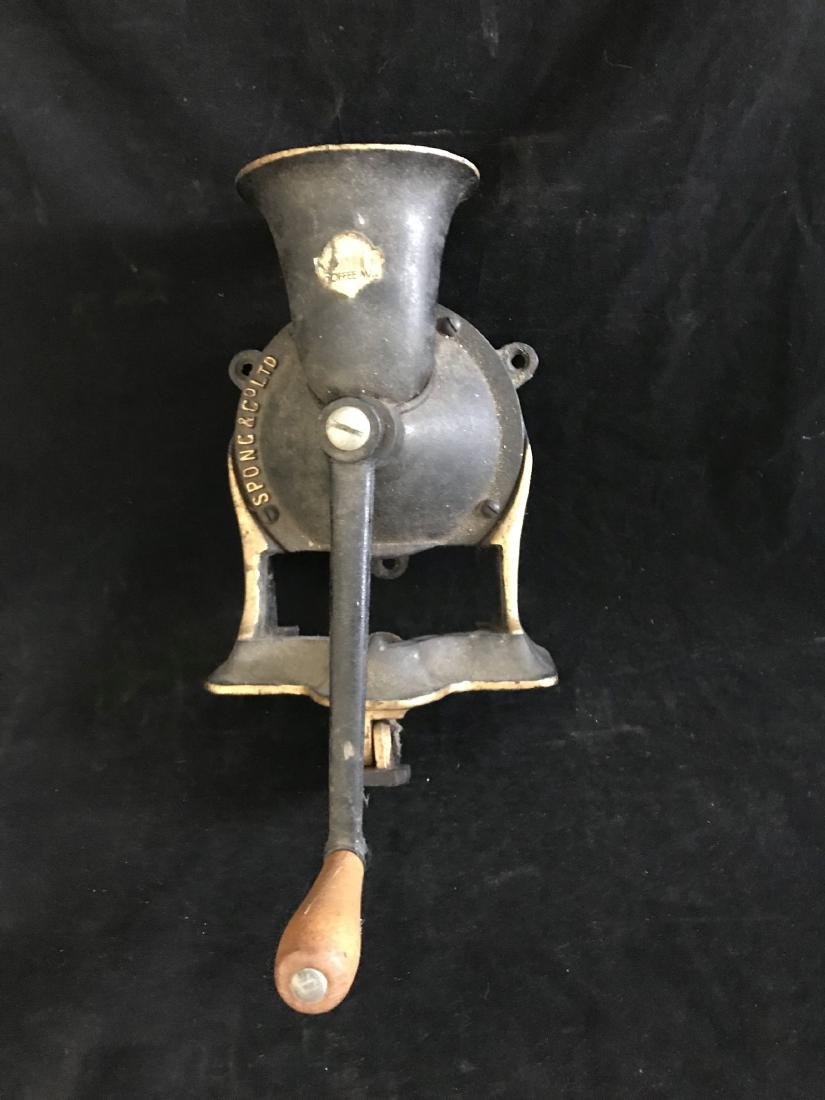 ANTIQUE WALL MOUNTING SPONG & CO COFFEE GRINDER