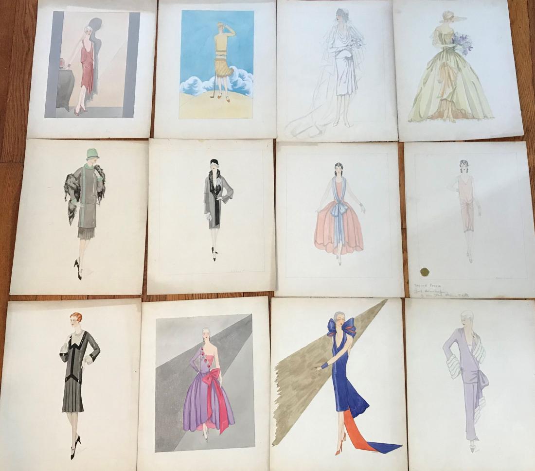 40+ M. CASSON WATERCOLORS OF ART DECO DRESS DESIGNS (1 of 14)