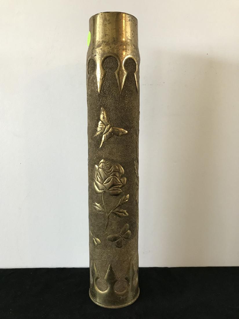 EXCEPTIONAL 16" TRENCH ART VASE: EXCEPTIONAL 16" TRENCH ART VASE
