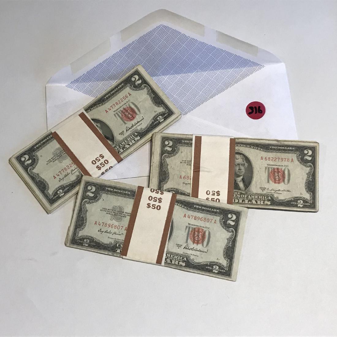 75 NEAR MINT 1953 2 DOLLAR BILLS: 75 NEAR MINT 1953 2 DOLLAR BILLS