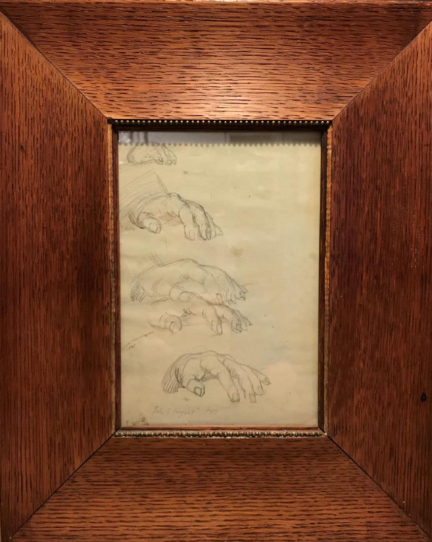 JOHN SINGER SARGENT PENCIL DRAWING OF HANDS. SIGNED: JOHN SINGER SARGENT PENCIL DRAWING OF HANDS. SIGNED LOWER RIGHT. 7" X 9.5". WARRANTED AUTHENTIC.Birth : 01/12/1856 - Florence FI Tuscany, Italy Death : 04/15/1925 - London, United Kingdom Sex : M Nati