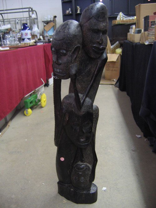 CARVED WOOD AFRICAN SCULPTURE, 36"TALL
