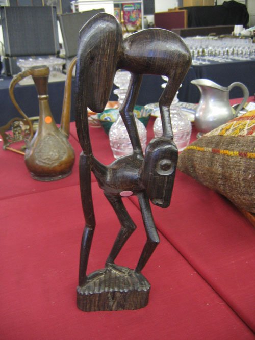 CARVED WOOD AFRICAN SCULPTURE, 17"TALL 