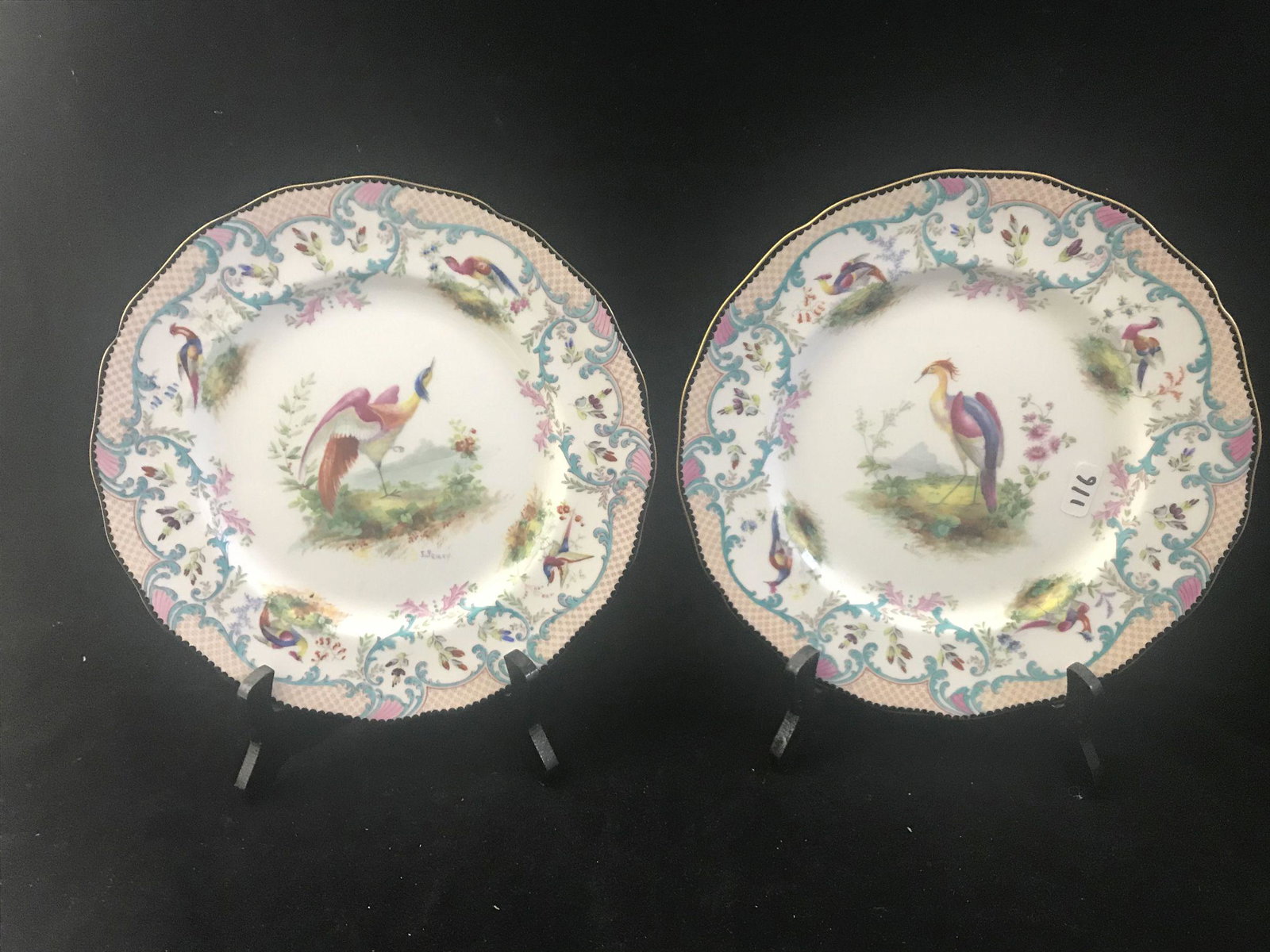 2 ROYAL DOULTON E PERCY HAND PAINTED 10" DINNER PLATES: 2 ROYAL DOULTON E PERCY HAND PAINTED 10" DINNER PLATES
