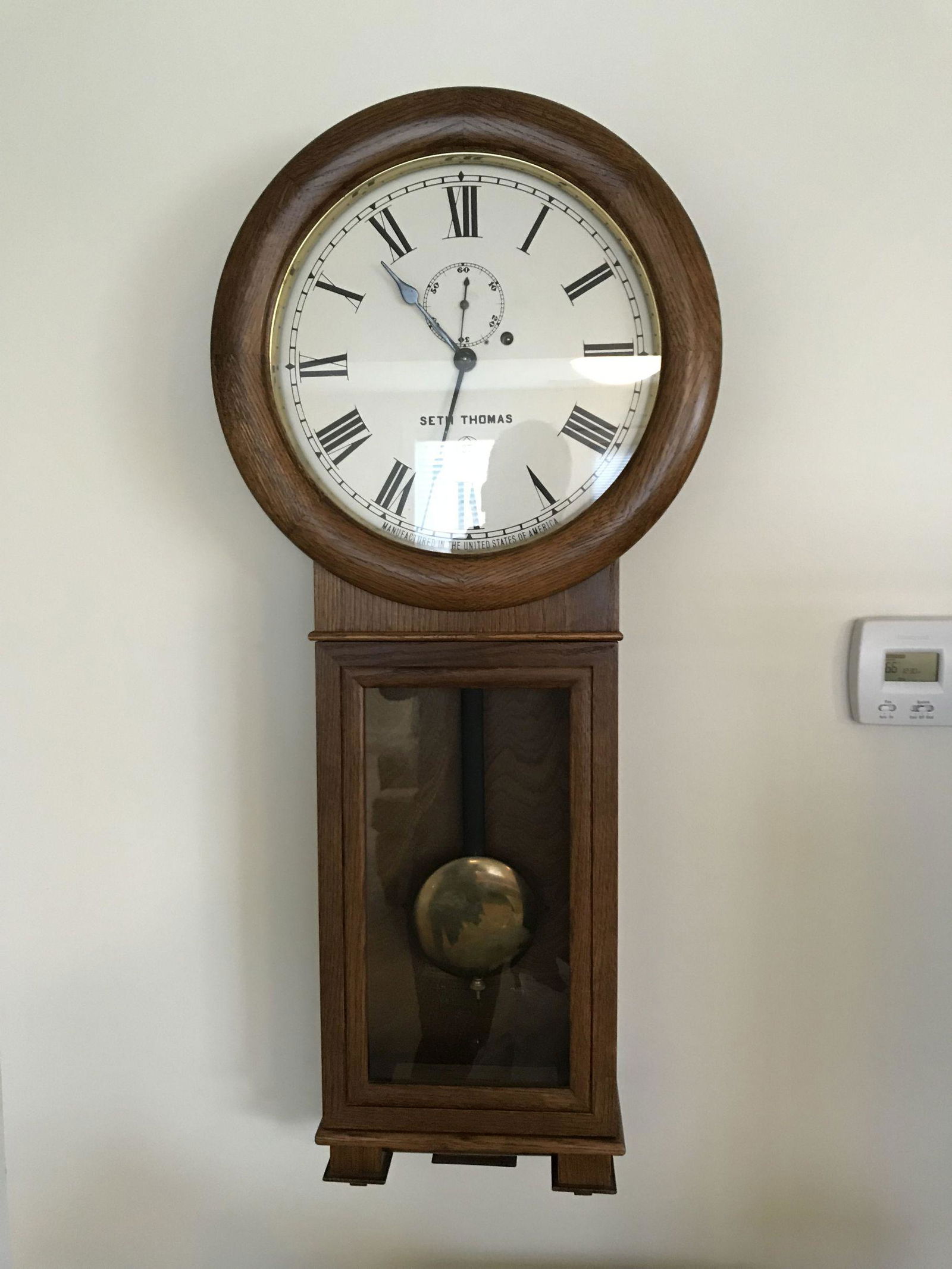 A SETH THOMAS WALL REGULATOR CLOCK EXCELLENT CONDITION (1 of 2)