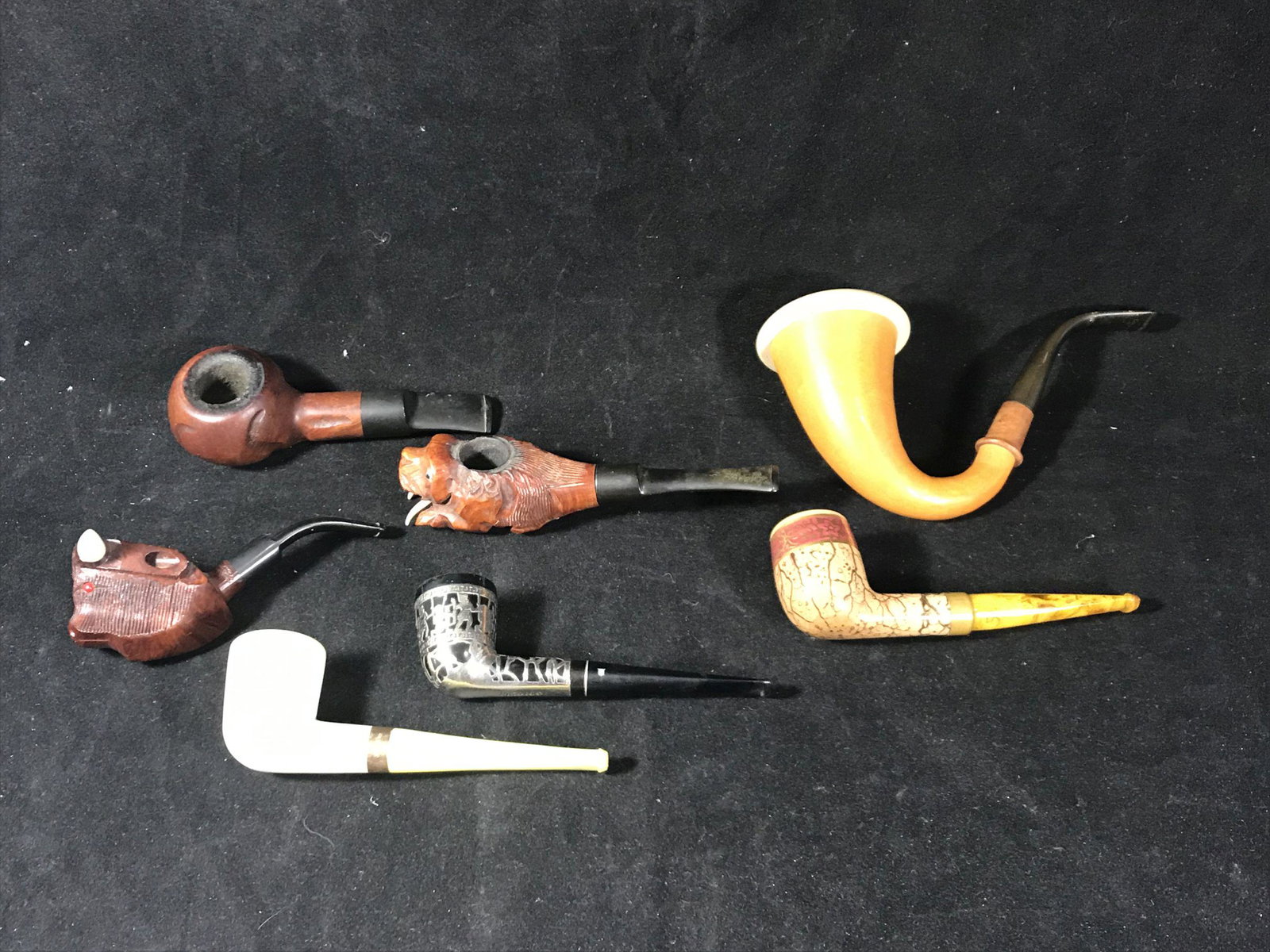 LOT OF ANTIQUE PIPES INCLUDES SILVER OVERLAY PIPE, (1 of 5)