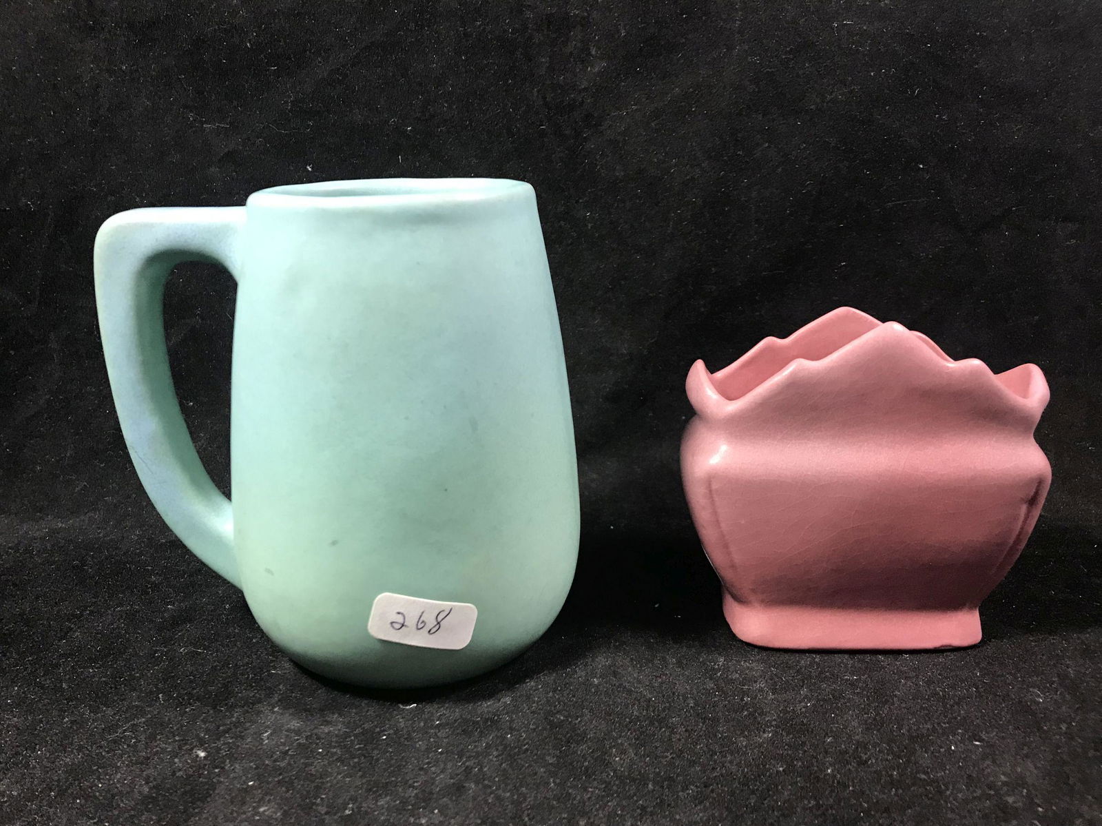 A VAN BRIGGLE POTTERY VASE AND A VAN BRIGGLE POTTERY (1 of 4)
