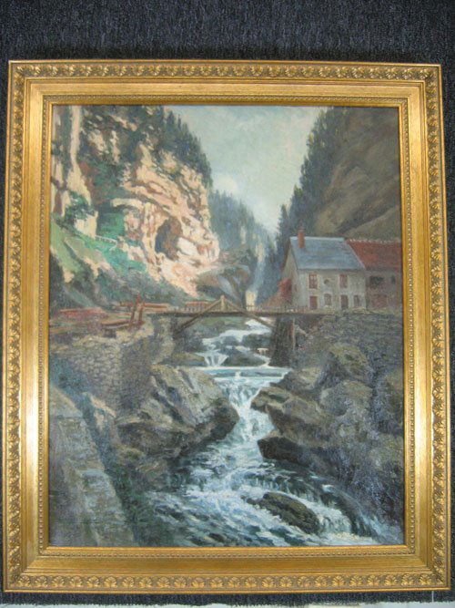 GEORGES PLASSE OIL PAINTING LANDSCAPE: GEORGES PLASSE OIL ON CANVAS LANDSCAPE, SIGHT 25" X 31 1/2", 37 1/2" X 31"