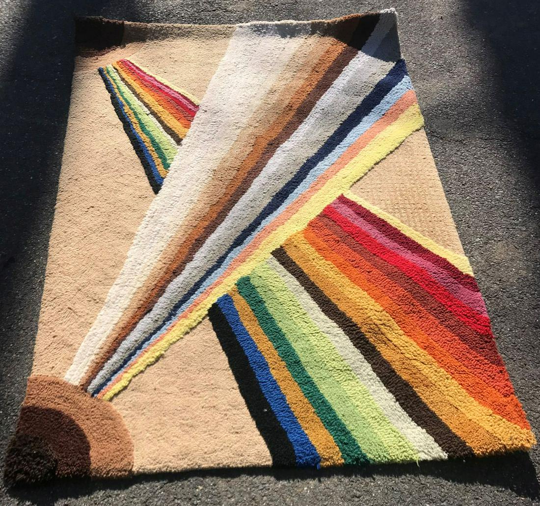 A HANDMADE VINTAGE MIDCENTURY MODERN  6' X 8' AREA RUG (1 of 6)