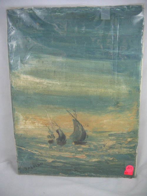 OIL PAINTING OF 3 BOATS, SIGNED BABALAN