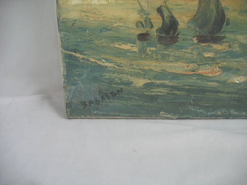 OIL PAINTING OF 3 BOATS, SIGNED BABALAN - 2