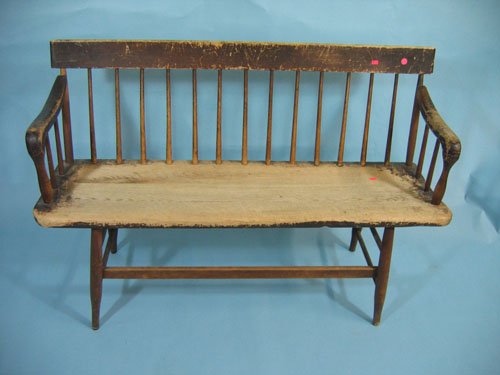 19TH C. WINDSOR BENCH, 48" X 31" X 14"