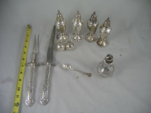 STERLING SILVER LOT 6 PIECES - CARVING SET, COL