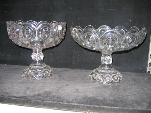 PAIR EAPG PEDESTAL CENTER BOWLS 