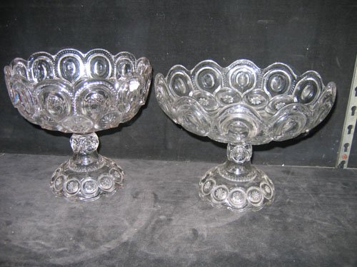 PAIR EAPG PEDESTAL CENTER BOWLS  - 2