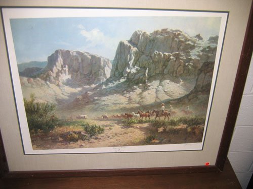 OLAF WIEGHORST A/P PENCIL SIGEND PRINT COWBOYS