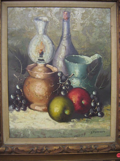 OIL ON CANVAS SIGNED D. FERRANTE STILL LIFE - 2