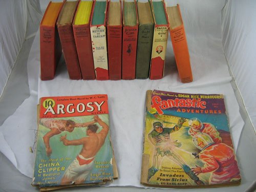 8 EDGAR RICE BURROUGHS BOOKS, 2 ISSUES ARGOSY
