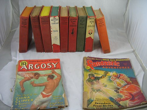 8 EDGAR RICE BURROUGHS BOOKS, 2 ISSUES ARGOSY - 2